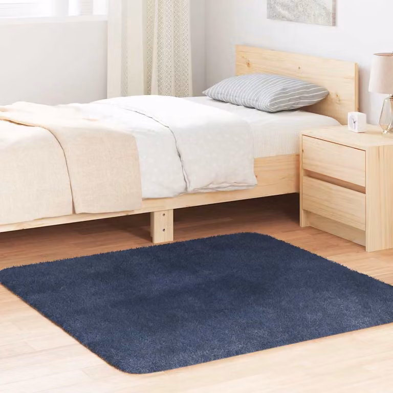 Tappeto Shaggy a Pelo Lungo vidaXL NAVARRA Blu Marino L/P: 120 x 120 cm