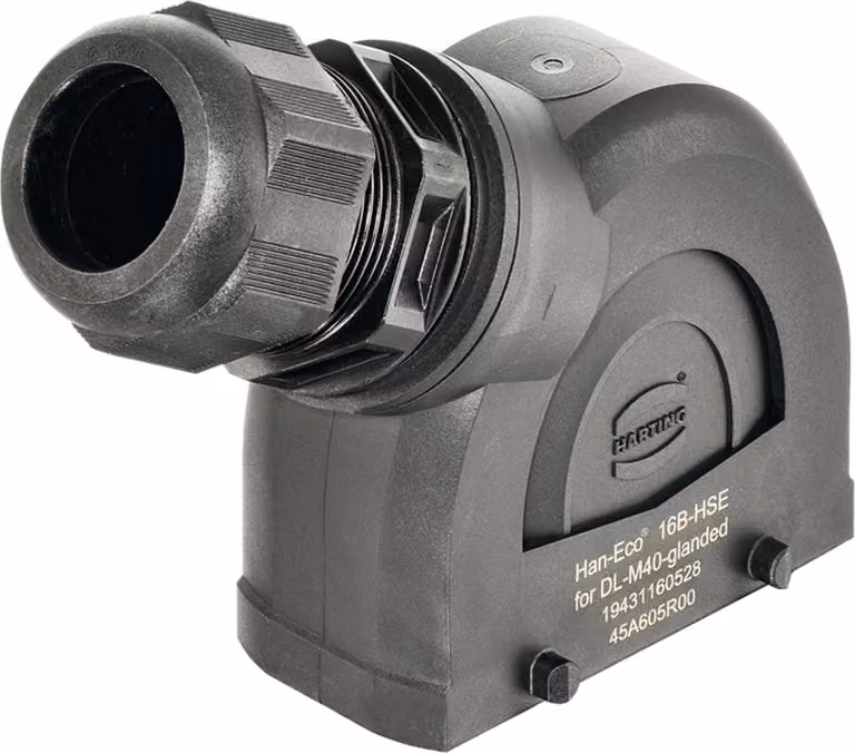 HARTING Han ECO 16B Custodia con pressacavo, 1 uscita cavo laterale M40, per 2 staffe (nella parte inferiore) - 1