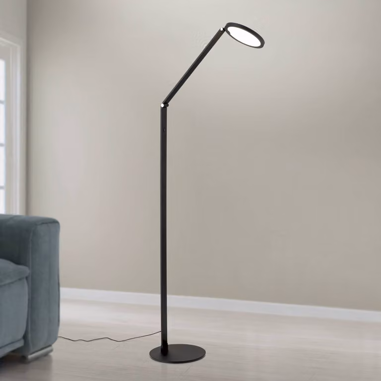ORION Lampada da terra a LED Fati, dimmerabile, Nero, Soggiorno / Sala da pranzo, Alluminio, Moderno, Lampada LED da terra