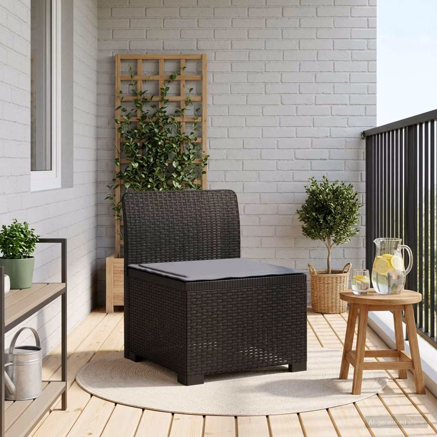 Divano da giardino singolo vidaXL con cuscino in aspetto rattan color antracite