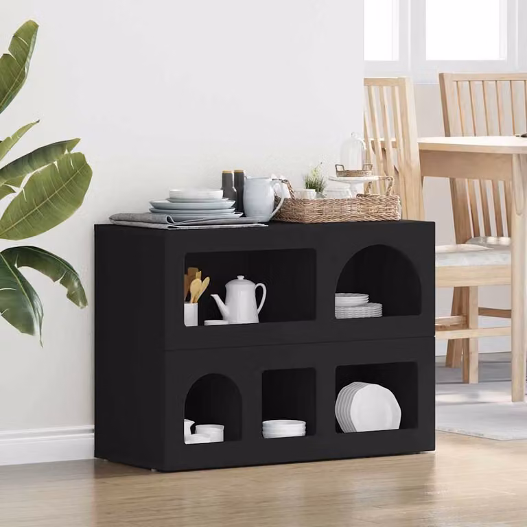 Credenza moderna vidaXL ELST in legno ingegnerizzato nero L: 80.5 cm, P: 35 cm, H: 59 cm