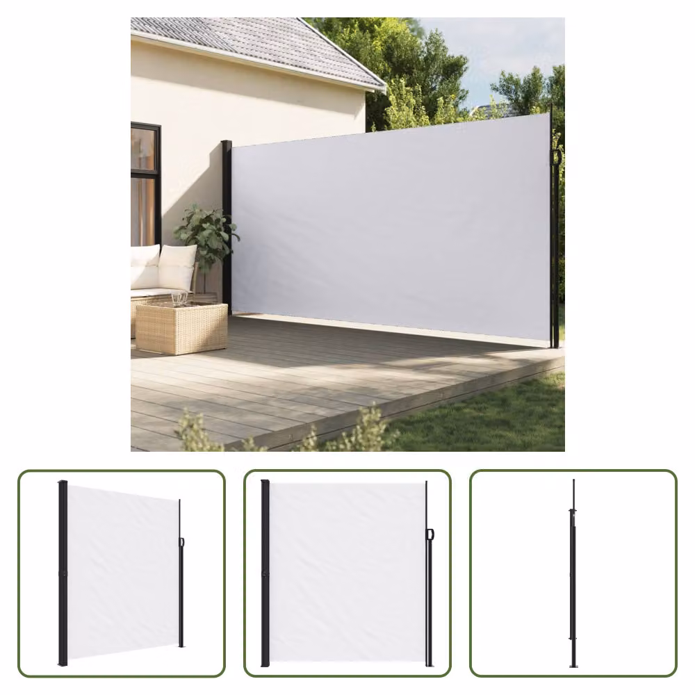 The Living Store Tenda laterale estensibile bianca 220x500 cm