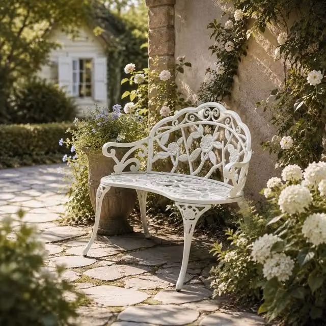 Garden Bench 100 Cm Cast Aluminum White