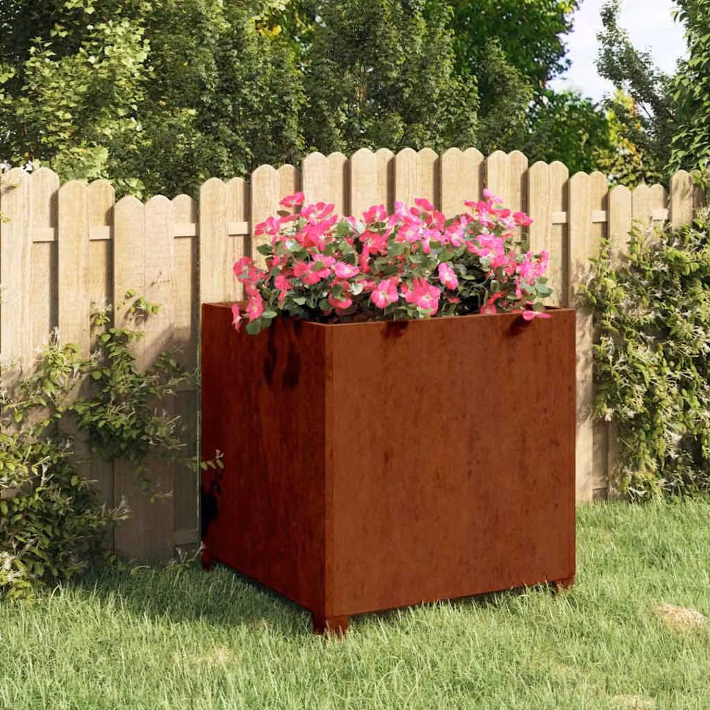 Fioriera con gambe vidaXL in acciaio Corten color marrone L/P/H: 50 x 50 x 50 cm