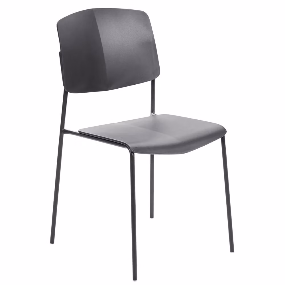 Set di 2 sedie da pranzo BELIANI impilabili in plastica e metallo, design moderno, nero e beige, per cucina o ufficio in casa – 2