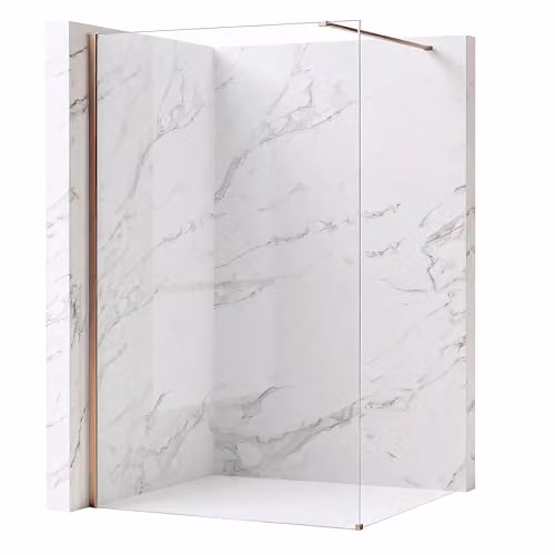 Rea - Parete Doccia Flexi Transparent 80 Vetro Trasparente Da 8 Mm, Rame Spazzolato, Walk-In 120X80X195Cm
