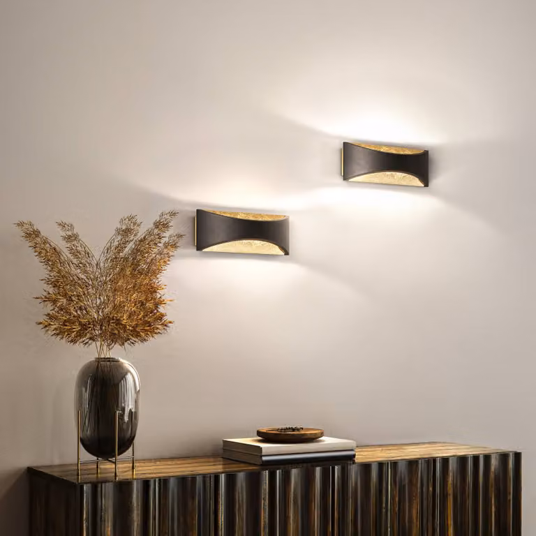 FISCHER & HONSEL Applique da parete a LED Rio, Nero, Soggiorno / Sala da pranzo, Metallo, Moderno, Applique a LED