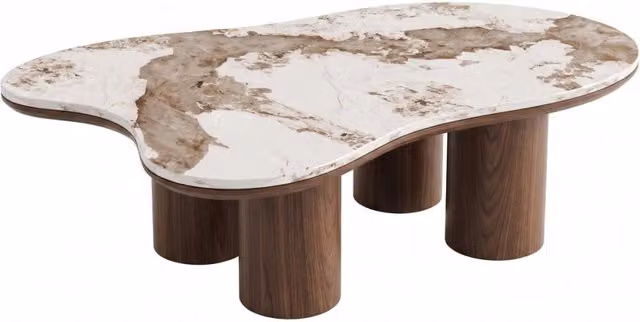 Tavolino in legno con piano in ceramica "Kora" - 120 cm - Marrone