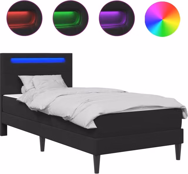 Letto singolo | Letto per adulti | Struttura del letto con testiera Nero 100 x 200 cm Similpelle