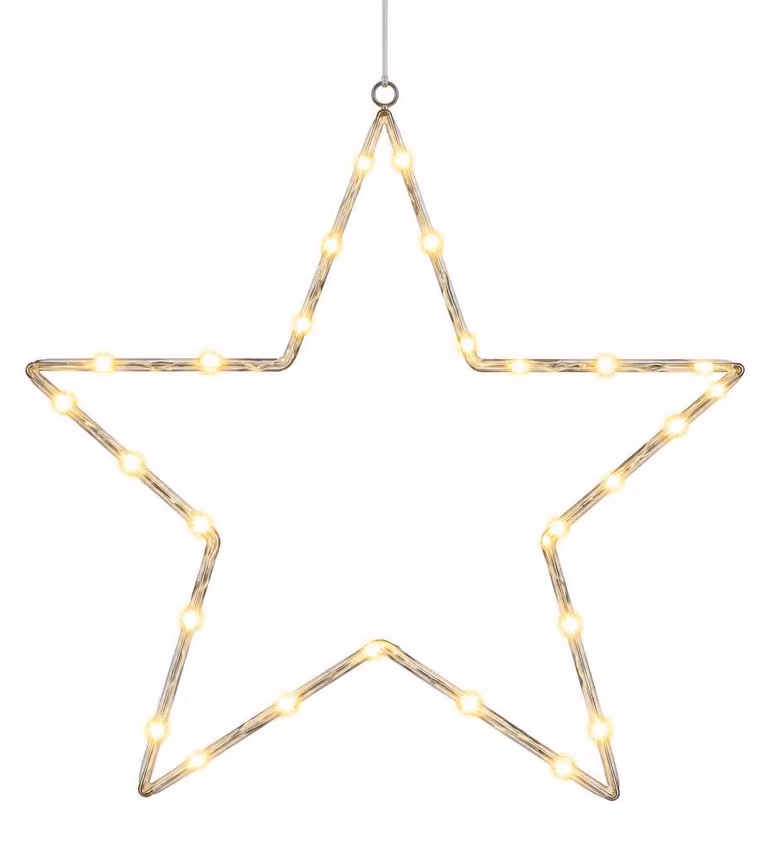 Lampada decorativa a LED, forma a stella, 30 cm, luce bianco caldo, 30 LED, con timer