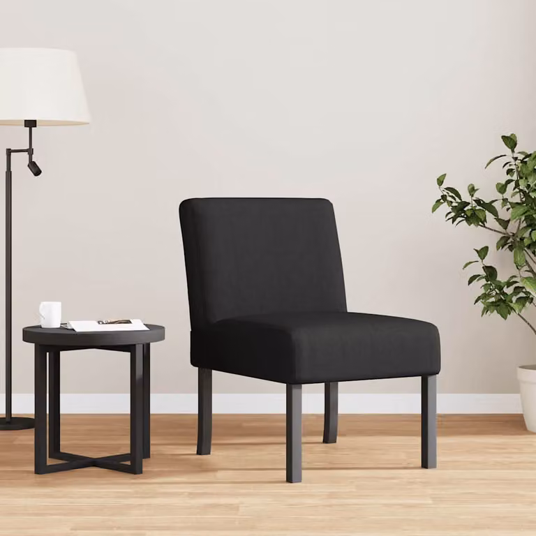 Sedia Lounge moderna vidaXL in tessuto nero con struttura in legno e imbottitura in schiuma, H 72 x L 48 x P 42 cm