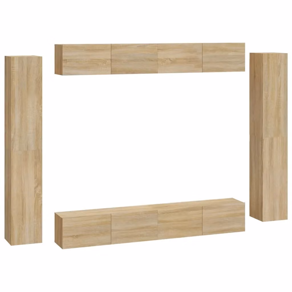 Set di mobili porta TV da 8 pezzi vidaXL in legno multistrato color rovere matt per il tuo soggiorno – 2