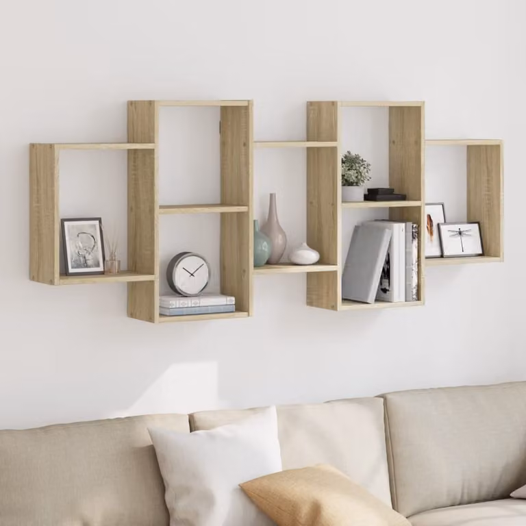 Scaffale a parete moderno vidaXL in MDF color marrone, L: 159 cm, P: 18 cm, H: 65 cm
