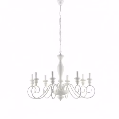 Lampadario Shabby Chic Cascina Bianco 8 Luci E14