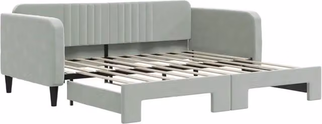 Divano letto | Sof¨¤ letto | Letto singolo Estraibile Grigio Chiaro 90x190 Velluto