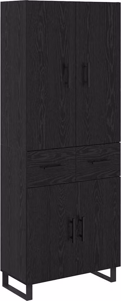 Credenza con cassetto 2 pcs Rovere Nero 69,5 x 34 x 180 cm