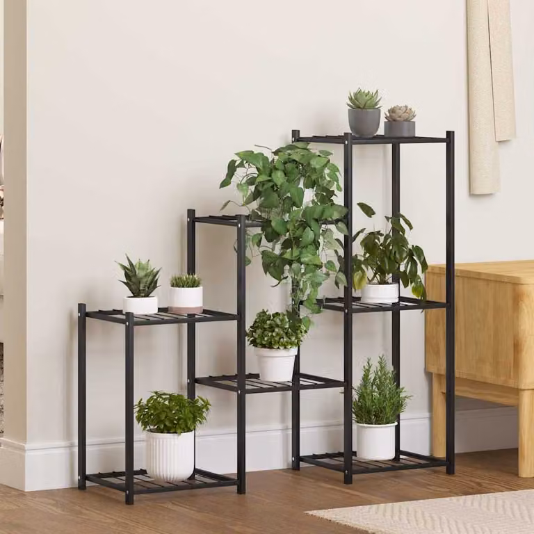 vidaXL Portafiori Moderno in Metallo Nero Opaco L: 83 cm, P: 25 cm, H: 80 cm