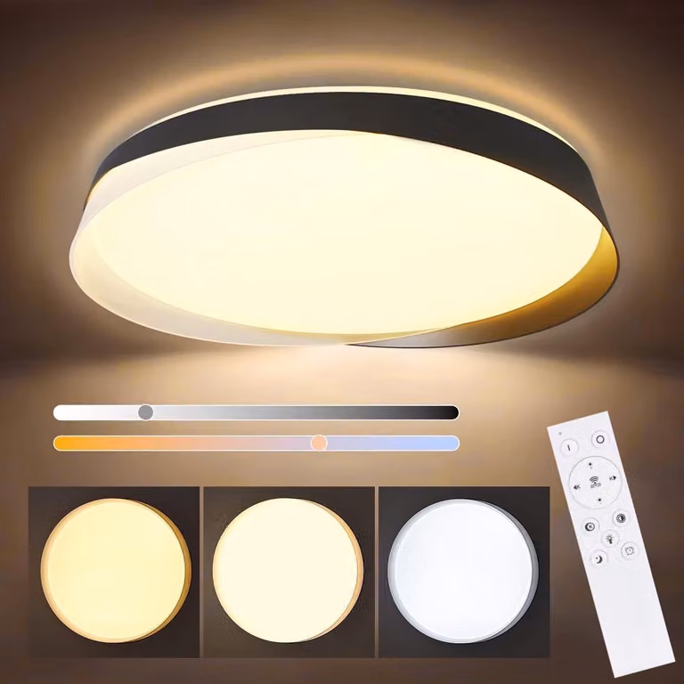 ZMH LED plafoniera rotonda nera 36W dimmerabile con telecomando lampada da corridoio 41,5CM per corridoio camera da letto soggiorno