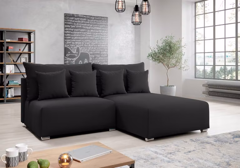 AX LIVING Divano ad angolo con funzione letto Ederra 208 cm di larghezza - grigio scuro R