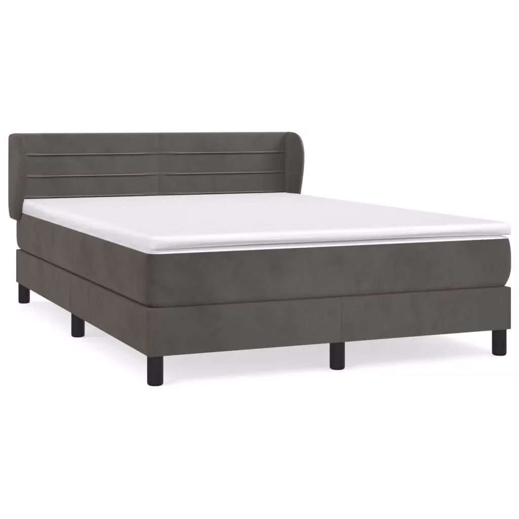 Letto Ibrido vidaXL con Giroletto a Molle e Materasso in Velluto Grigio e Bianco, Struttura in Legno di Larice L/P/H: 193 x 147 x 88 cm – 2