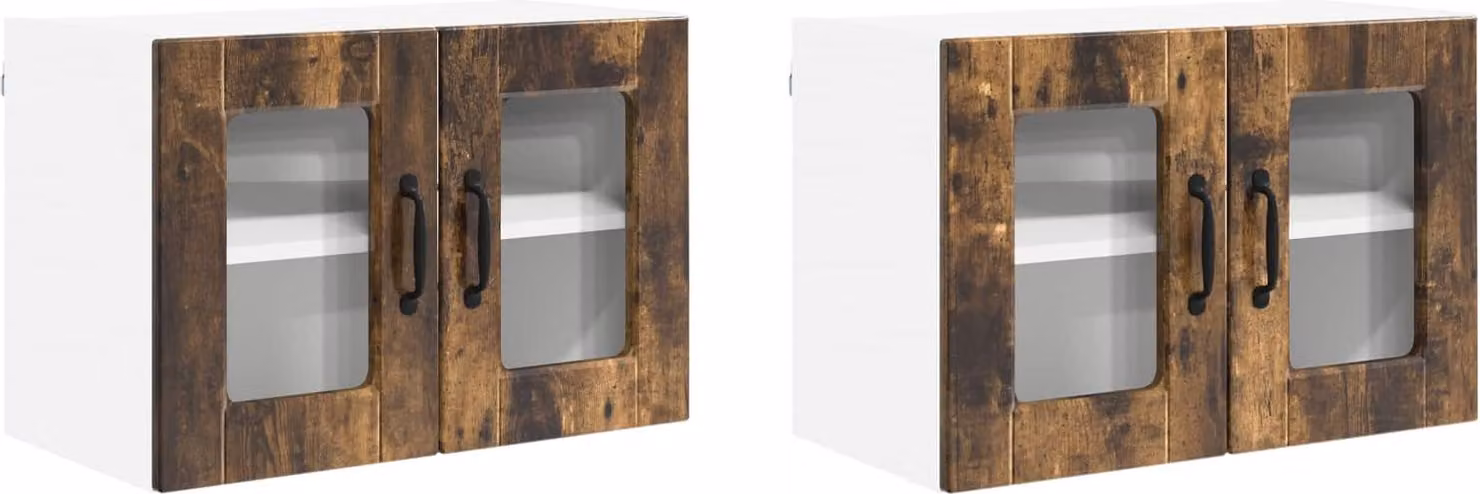 Mobile in vetro da parete PORTO 2 pcs Rovere fumé