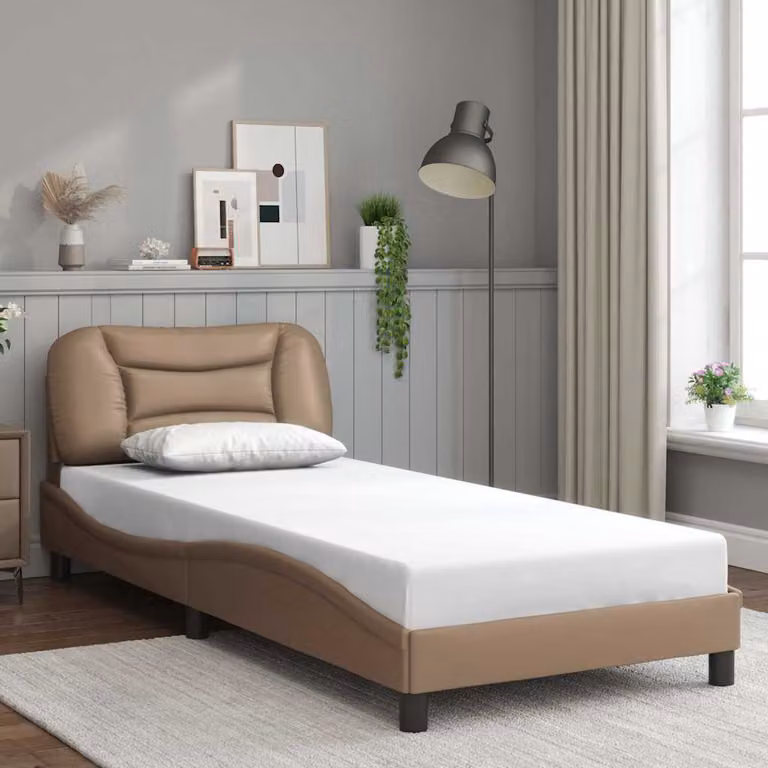 Giroletto senza materasso Hvar vidaXL in similpelle color cappuccino, dimensioni 90x200 cm