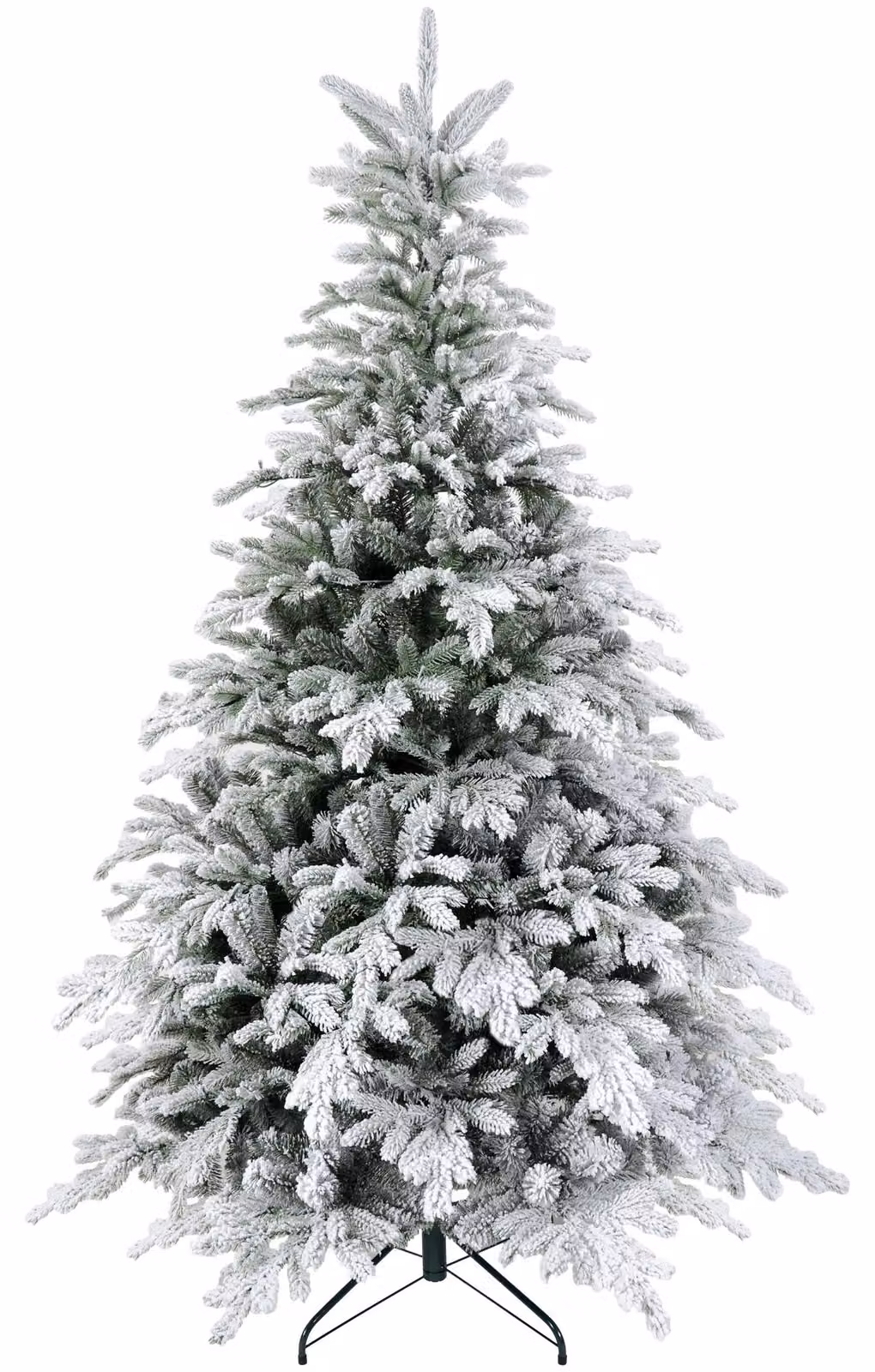 Albero di Natale 180 cm, con neve artificiale, ignifugo, montaggio e smontaggio rapido, base in metallo
