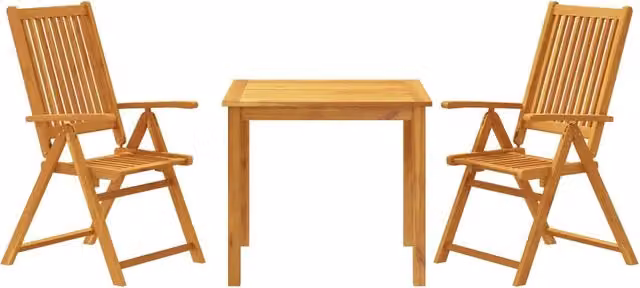 Set da Pranzo per Giardino 3 pz in Legno di Acacia Marrone L/P/H: 85 x 85 x 74 cm