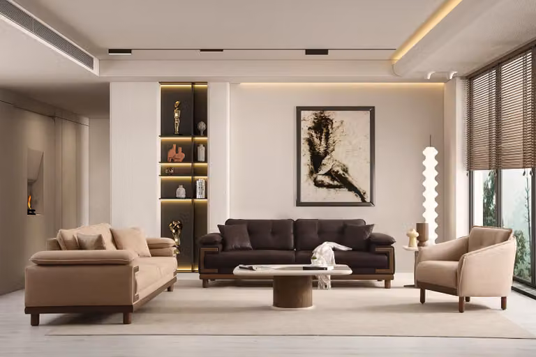 Stilvolles Wohnzimmer Sitzset Exklusive 3-Sitzer Couchen Sessel