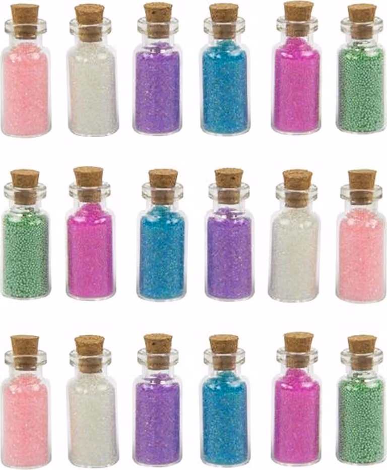 Set di 18 mini bottiglie con sabbia decorativa (tipo 2)