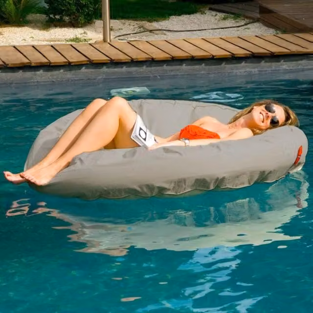 Poltrona galleggiante gonfiabile ISLAND Bsvillage per piscina e giardino in verde e grigio – 1