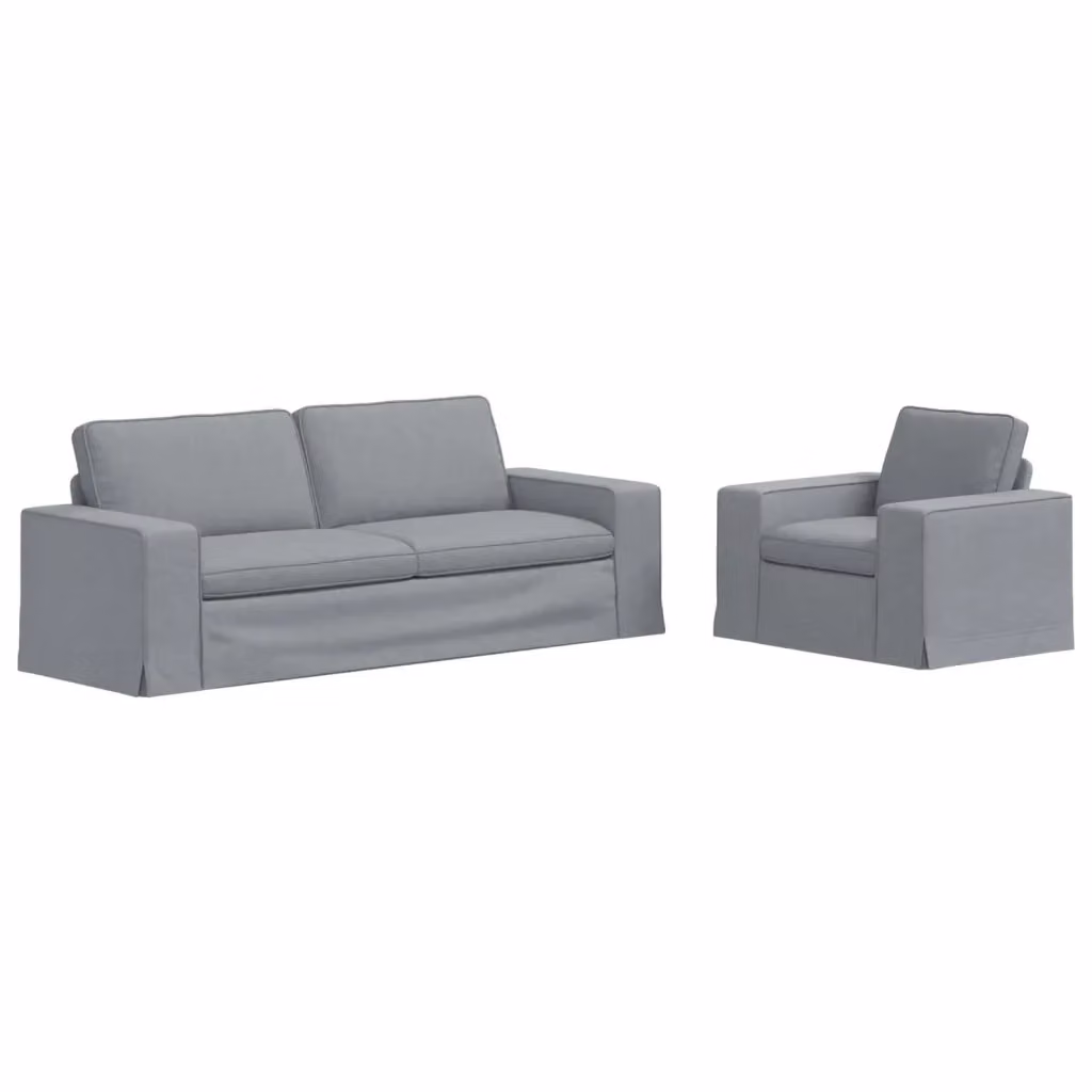 Set di 2 divani vidaXL moderni in tessuto grigio con struttura in metallo L: 182 cm, P: 80 cm, H: 82 cm – 2