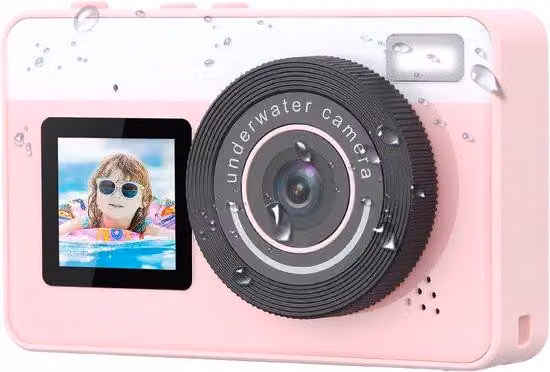 Fotocamera subacquea impermeabile fino a 3 metri, fotocamera digitale galleggiante compatta per bambini, ragazzi e adulti, ideale per il surf, il nuoto e il kayak, rosa