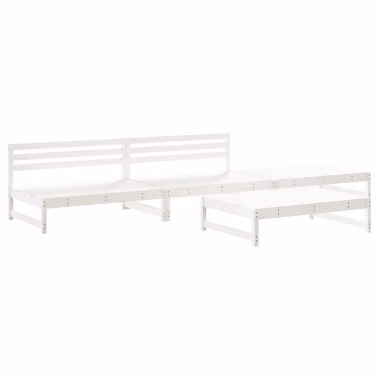 Set Salotto da Giardino 4 pz Bianco in Legno Massello di Pino