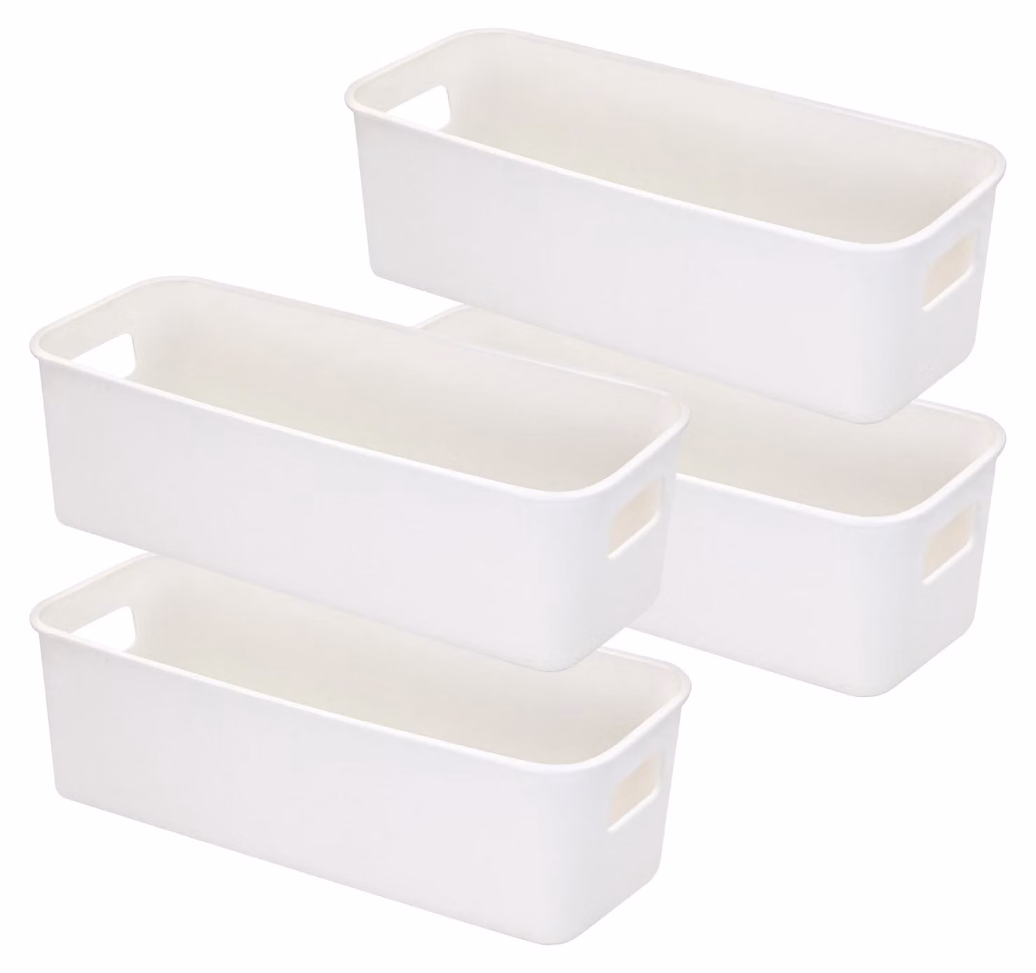 Contenitori portaoggetti - Set da 4 - Plastica - 30 x 11 x 9,5 cm - Con maniglie - Resistenti - Base antiscivolo - Cesti portaoggetti