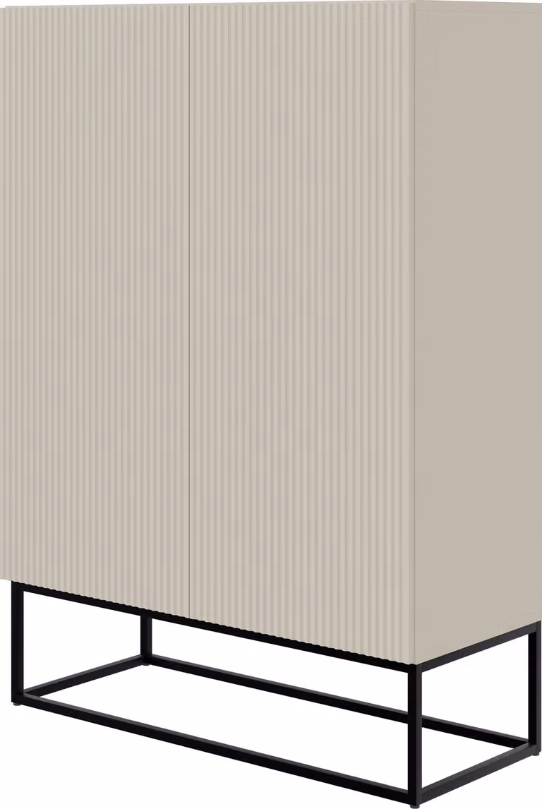 Selsey Veldio - Mobile contenitore alto, 2 ante, color grigio-beige con struttura in metallo nero, 90 cm