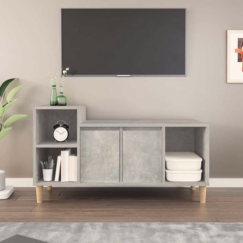 Mobile per TV vidaXL in stile rustico grigio cemento con legno e MDF L/P/H: 100 x 35 x 55 cm