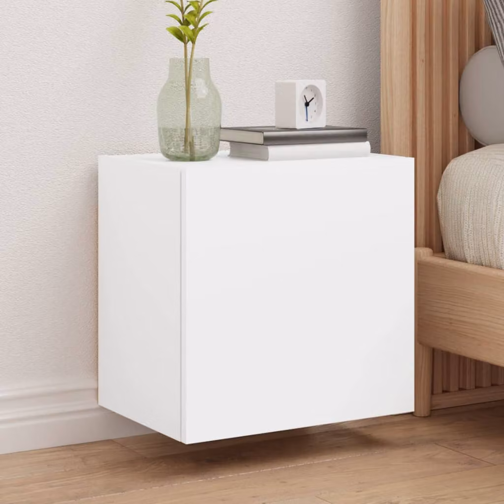 Set di 2 Mobili TV da Parete vidaXL in Legno Multistrato e MDF, Bianchi, L 40,5 cm x P 30 cm x H 40 cm