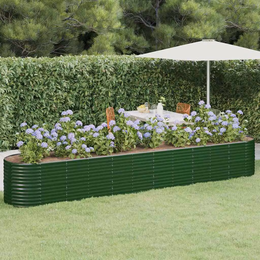 Letto rialzato da giardino vidaXL in acciaio zincato verde L: 440 cm, P: 80 cm, H: 68 cm