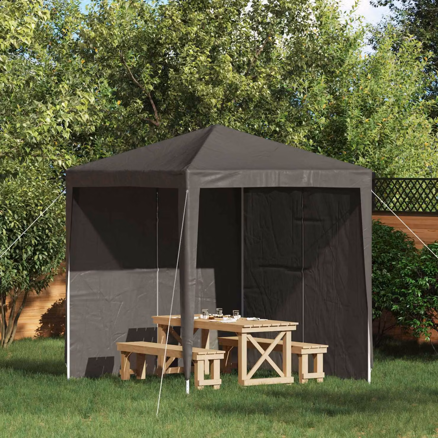 Set di 2 pareti per tenda da festa vidaXL, colore Antracite, L 200 cm x H 195 cm