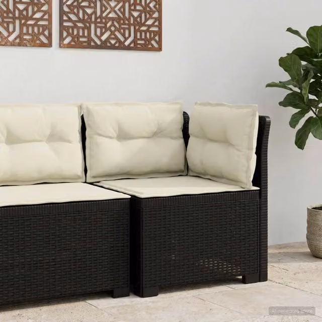 Divano da giardino a 1 posto con cuscini vidaXL in effetto rattan color antracite L: 70 cm, P: 62 cm, H: 62 cm
