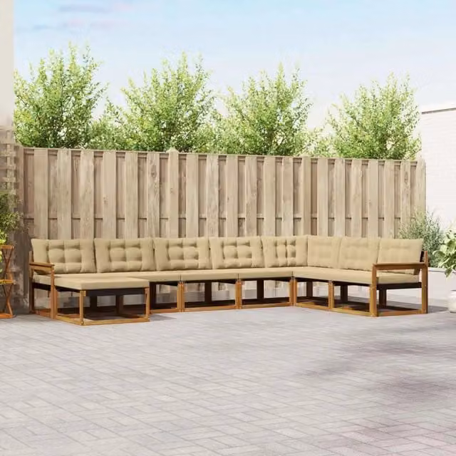 Set di divani da esterno 8 pz Naturale e Beige 3369740