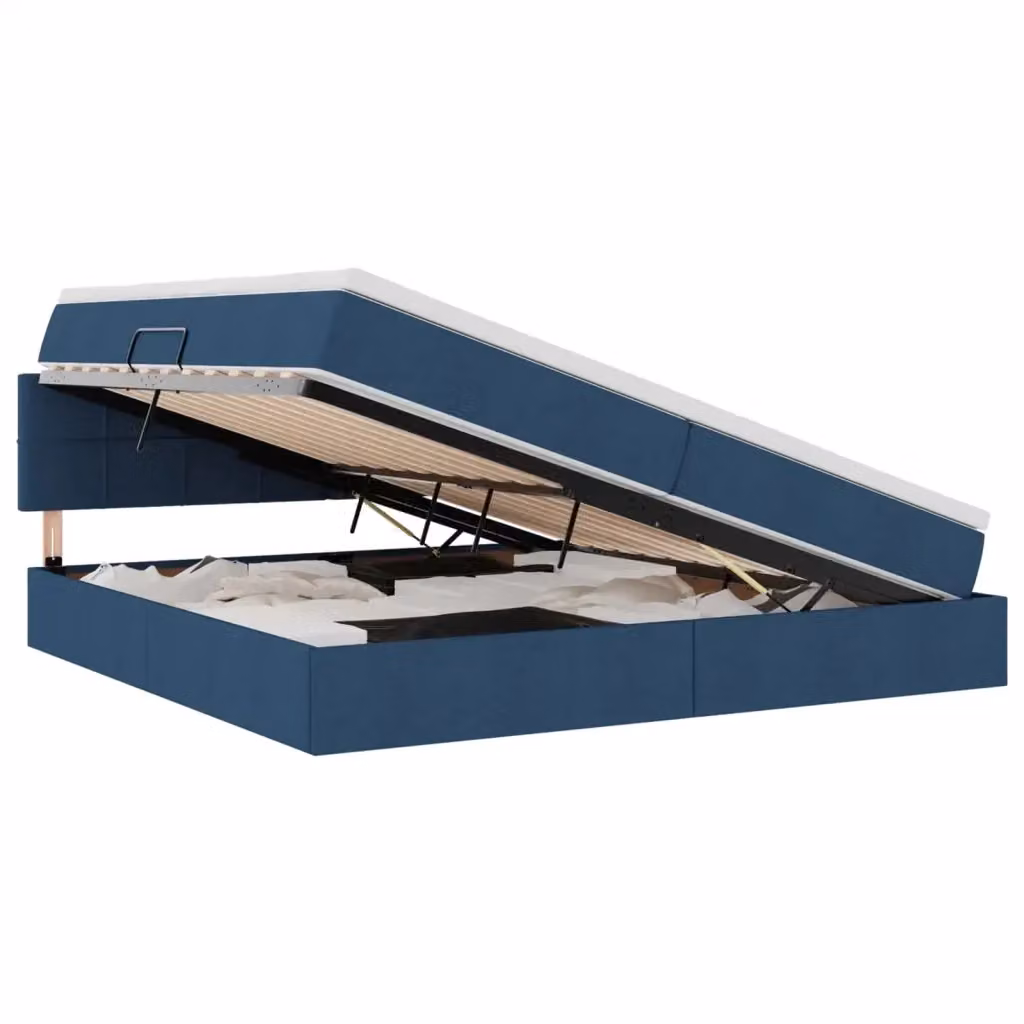 Letto con contenitore vidaXL Blu con illuminazione LED e porta USB, L/P/H: 200 x 200 x 88 cm – 2