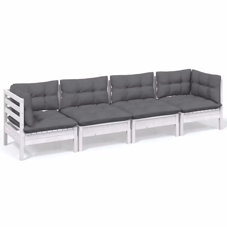 Set Salotto da Giardino 4 pz con Cuscini Legno Massello di Pino