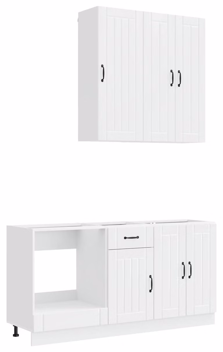 Set da cucina LUCCA, 5 pezzi, in legno impiallacciato bianco lucido