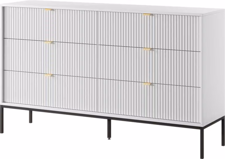 FURNLUX Cassettiera Avon Bianco e Nero 154cm / Colore principale: Bianco / Dimensioni: 154 x 91 x 39 cm