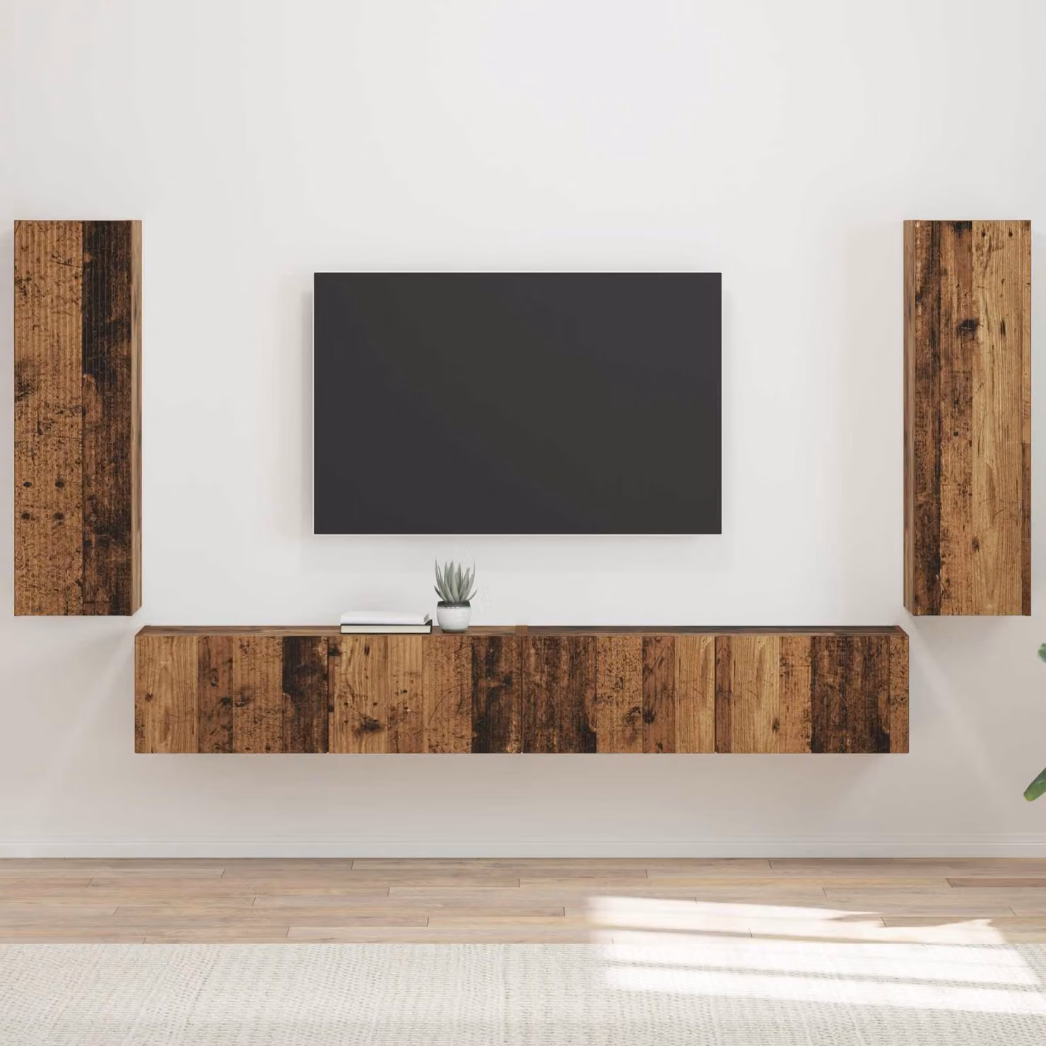 Set di 4 pezzi mobiletto TV da parete vidaXL in legno e MDF marrone stile moderno – 1