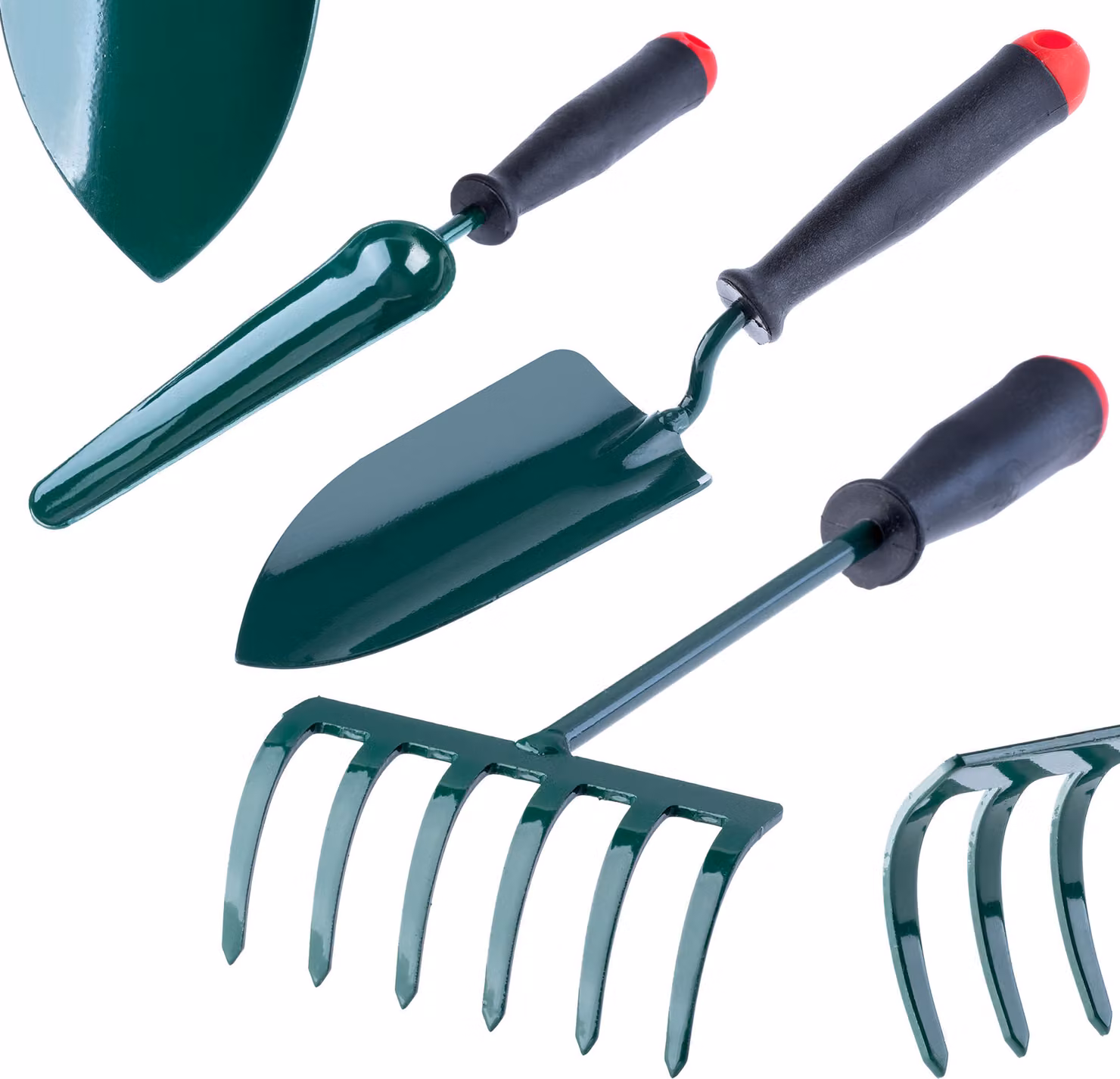 KADAX set di attrezzi da giardino 3in1 pala, badile, rastrello,