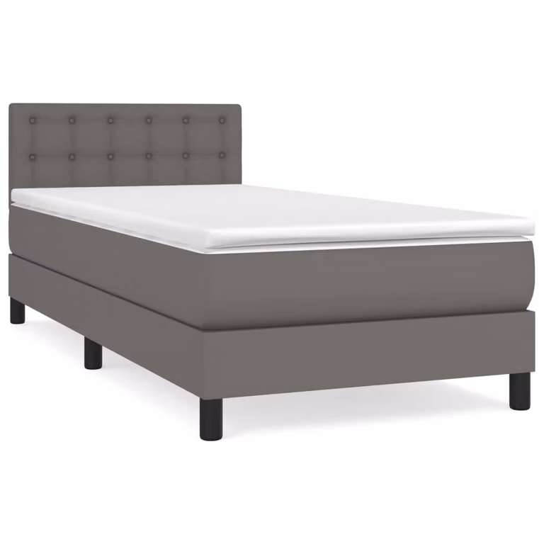 Giroletto a Molle con Materasso Grigio 100x200 cm in Pelle finta