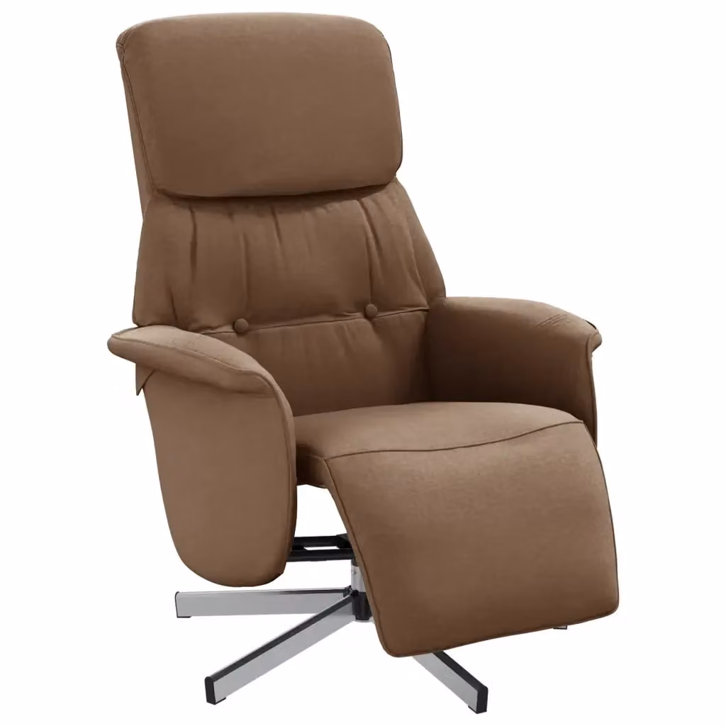 Poltrona Reclinabile Relax vidaXL in Tessuto Marrone con Poggiapiedi e Rotazione 360 Gradi – 2